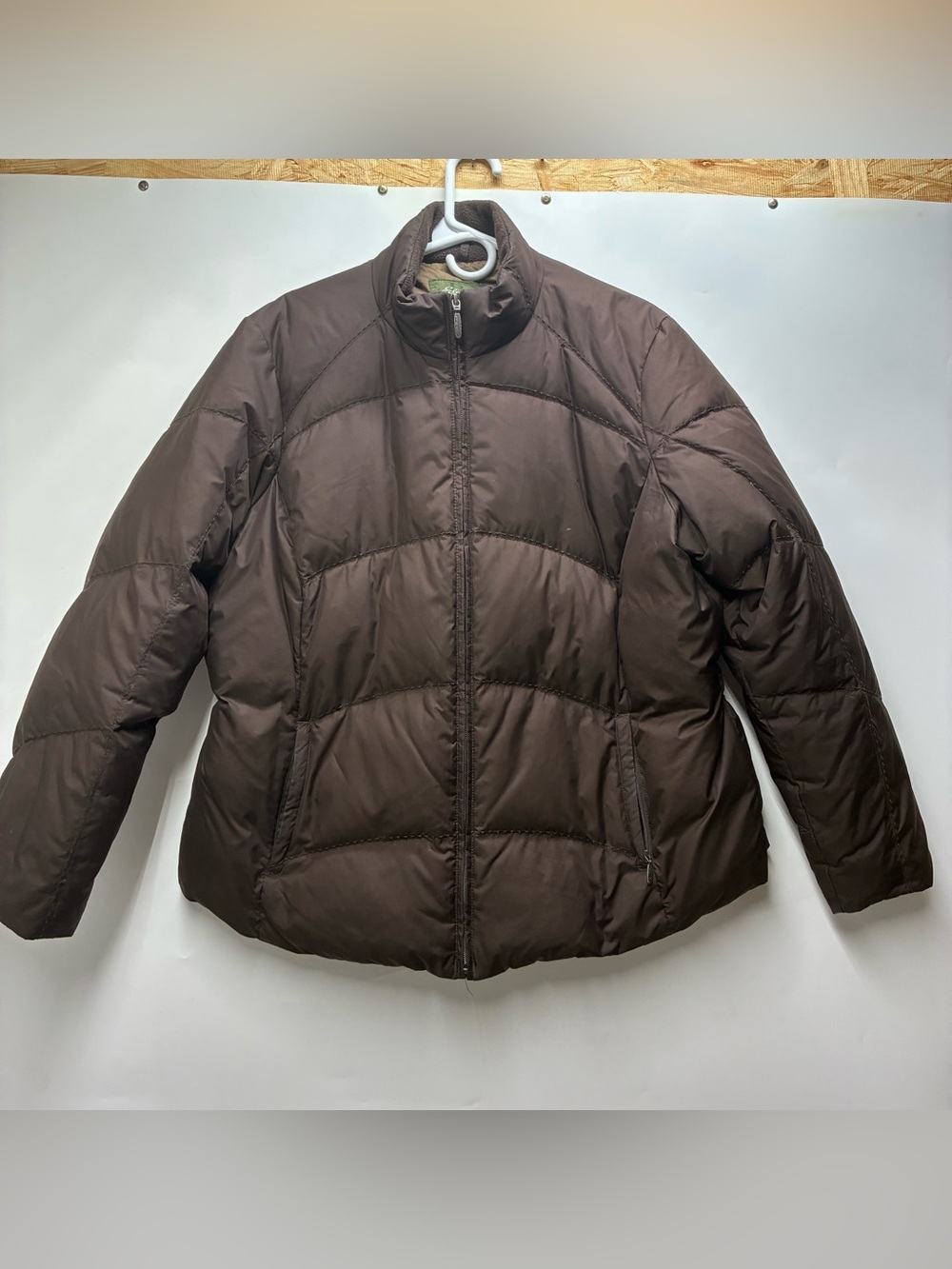 Eddie Bauer Plus Size 2X Goose Down Brown Full Zip Puffer Jacket Coat